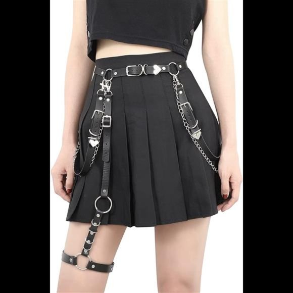 WERFORU Women Punk PU Leather Belt with Chain Ladies Gothic Rock main image 4